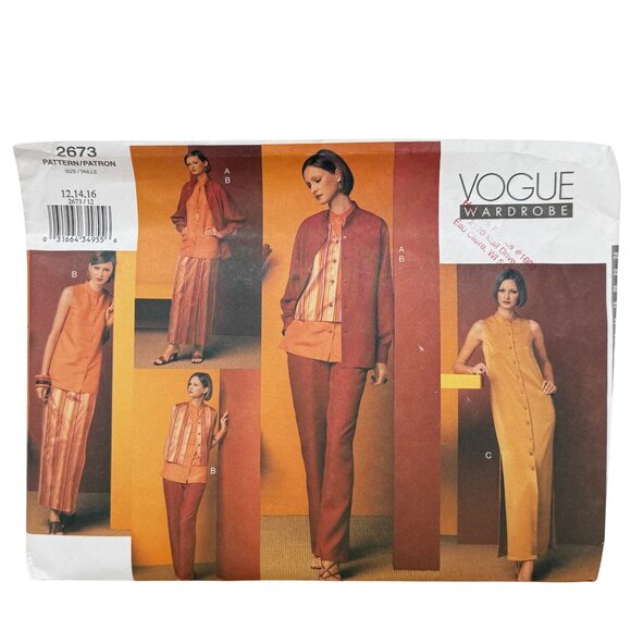 Lot 5 Vtg Vogue Patterns Sizes 12-14-16 Pants Dresses Jackets Wardrobe New Uncut - Picture 4 of 11